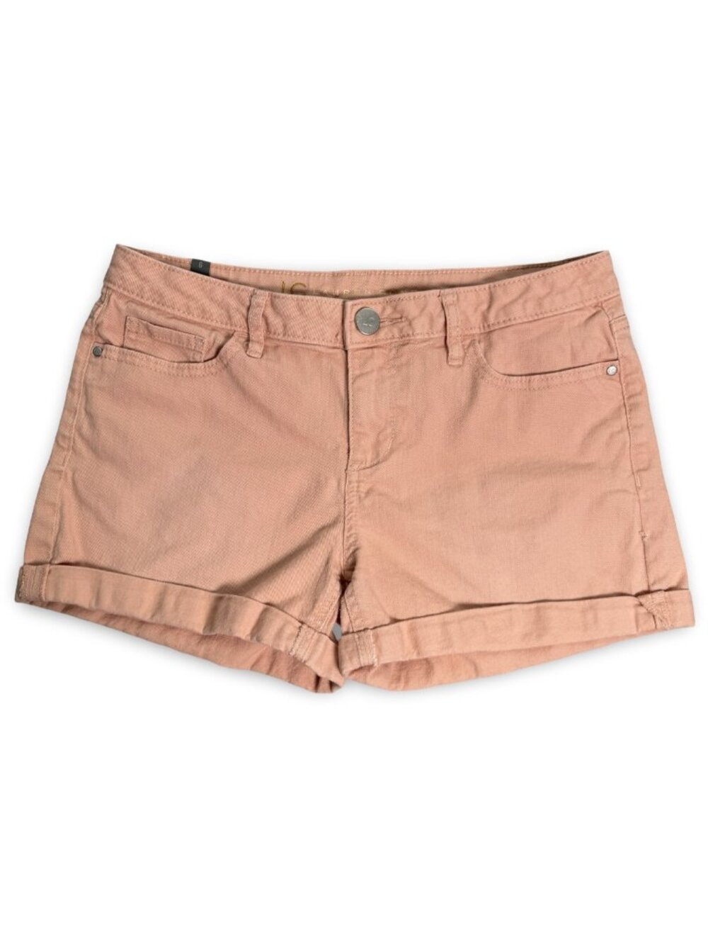 Lauren Conrad Chino Twill Shorts Womens 6 Peach Preppy Cuffed‎ Stretch Summer